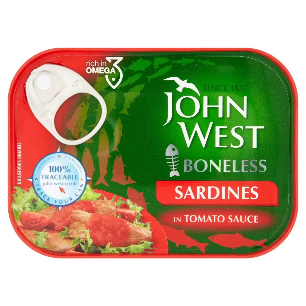 John West Boneless Sardines in Tomato Sauce 12 x 95g Boneless High in Omega 3