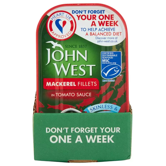 John West Mackerel Fillets in Tomato Sauce 10 x 125g Boneless Omega 3 Rich