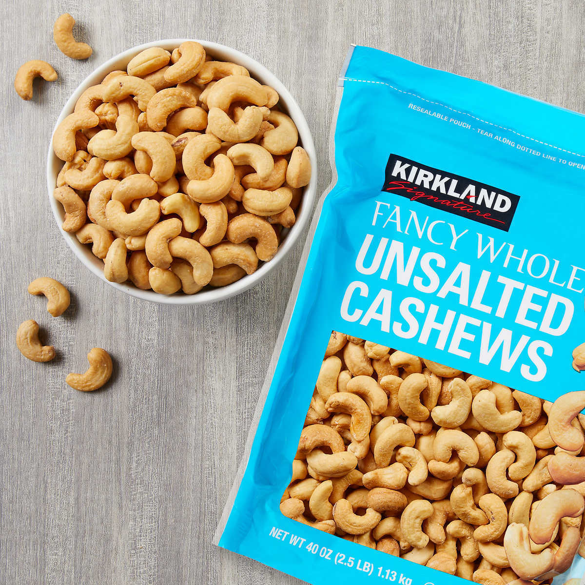 Kirkland Signature Whole Fancy Unsalted Cashews 1.13kg Dried Nuts Crunchy Snack