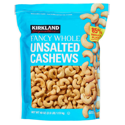 Kirkland Signature Whole Fancy Unsalted Cashews 1.13kg Dried Nuts Crunchy Snack