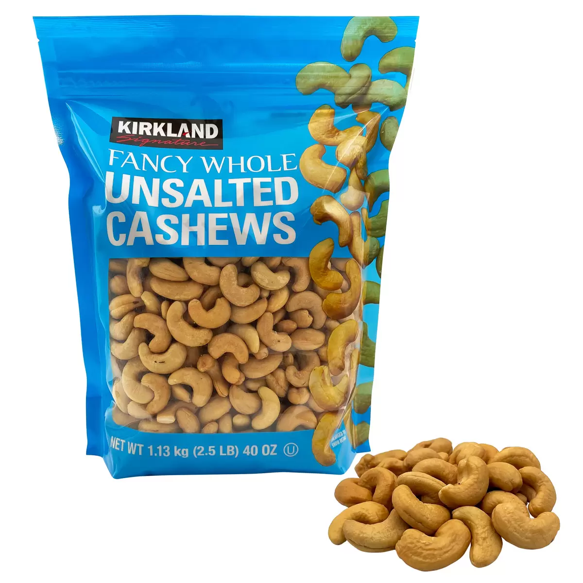 Kirkland Signature Whole Fancy Unsalted Cashews 1.13kg Dried Nuts Crunchy Snack