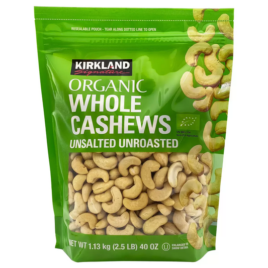 Organic Cashews Unsalted Unroasted 100%  Whole Nuts 1.13kg