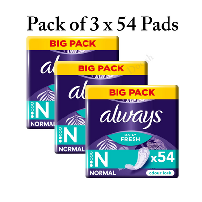 Always Dailies Panty Liners Daily Freshness Protect and Comfort Pack 3 x 54 Pads