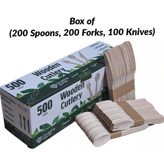 Wooden Cutlery Biodegradable Disposable Eco-Friendly Birch Spoons Knives Forks