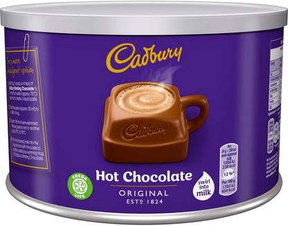 Cadbury Hot Chocolate Drink Powder 1kg Tin, 55 Servings Fairtrade Certified