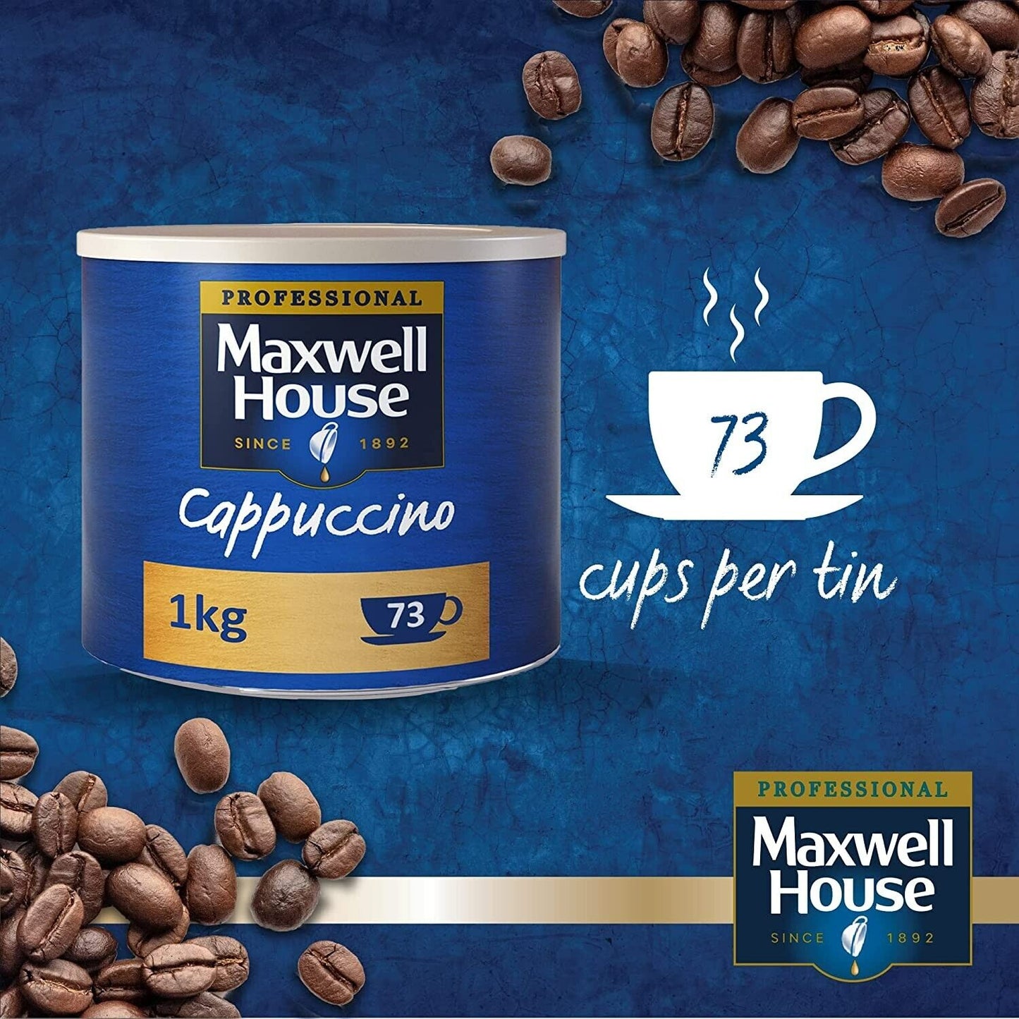 Cappuccino Maxwell House Coffee Instant Rich Frothy Flavour Large 1kg Tin Pack