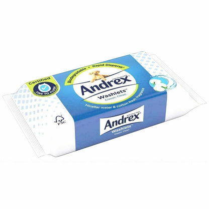 Andrex Toilet Flushable Wipes Washlets Moist Ultra Soft Classic Clean 12 Pack