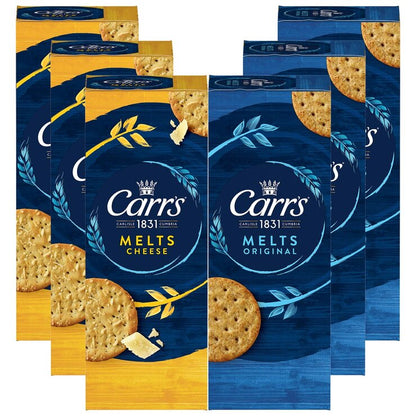 Carr's Melts Original and Cheese Delicious Crispy Wheaten Crackers 6x150g