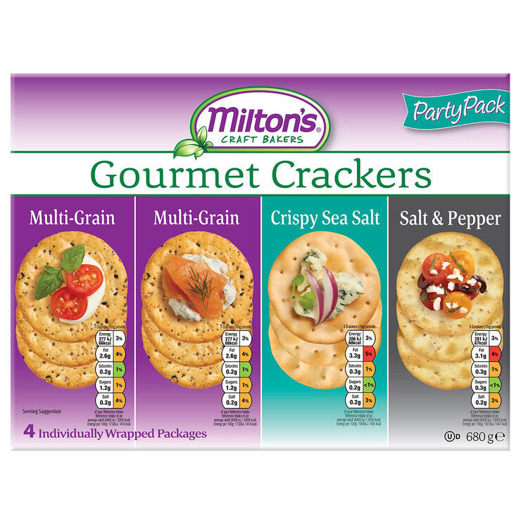 Milton's Gourmet Crackers Delicious Crispy Snack Assorted  Variety Pack 680g