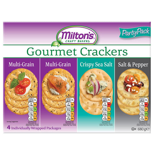 Milton's Gourmet Crackers Delicious Crispy Snack Assorted  Variety Pack 680g