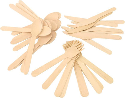 Disposable Wooden Cutlery Biodegradable Spoons Knives Forks Eco-Friendly